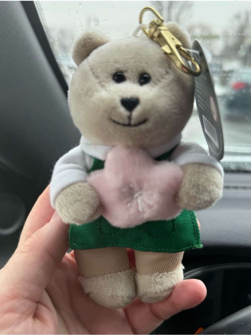 Starbucks Bearista Keychain Plush in Beige, Pink, Green